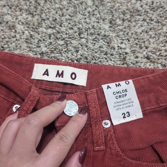 AMO NWT Red Corduroy Chloe Cropped Pants - Picture 4 of 14